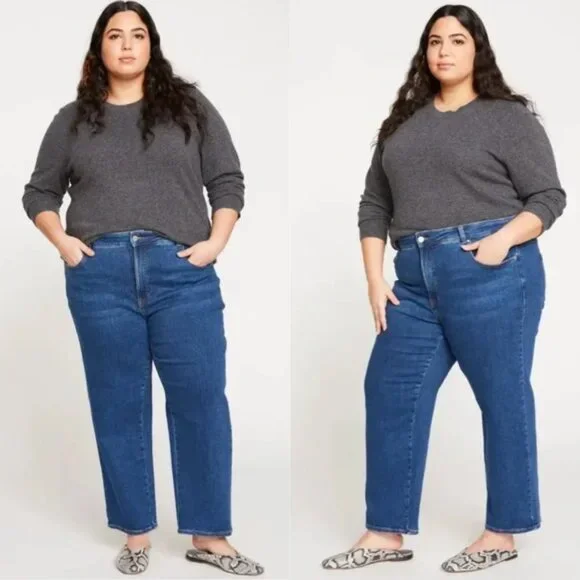 Universal Standard Etta High Rise Straight Leg Jeans in Aged Indigo l Size 16 - Picture 1 of 12